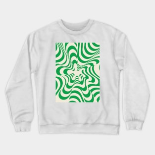 Abstract Groovy Retro Liquid Swirl in Green Pattern Crewneck Sweatshirt